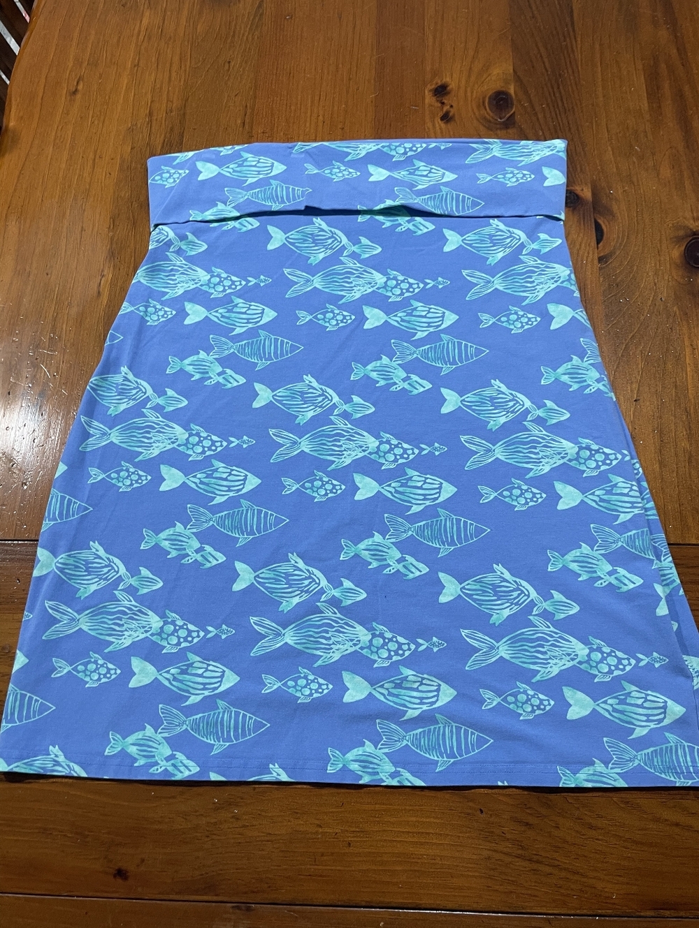 HIHO Tortola Bvi Womens Blue Fish In The‎ Sea Foldover Stretchy Midi Skirt SZ XL